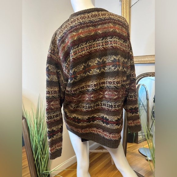 Eddie Bauer Men's Wool Blend Fair Isle Crewneck Sweater Medium VINTAGE AKA - Picture 2 of 8
